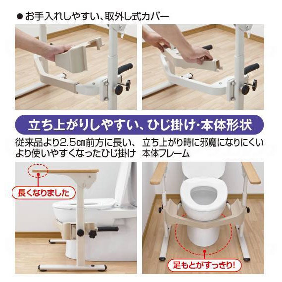 カタログ掲載商品】洋式トイレ用フレーム SはねあげR2 樹脂製肘掛