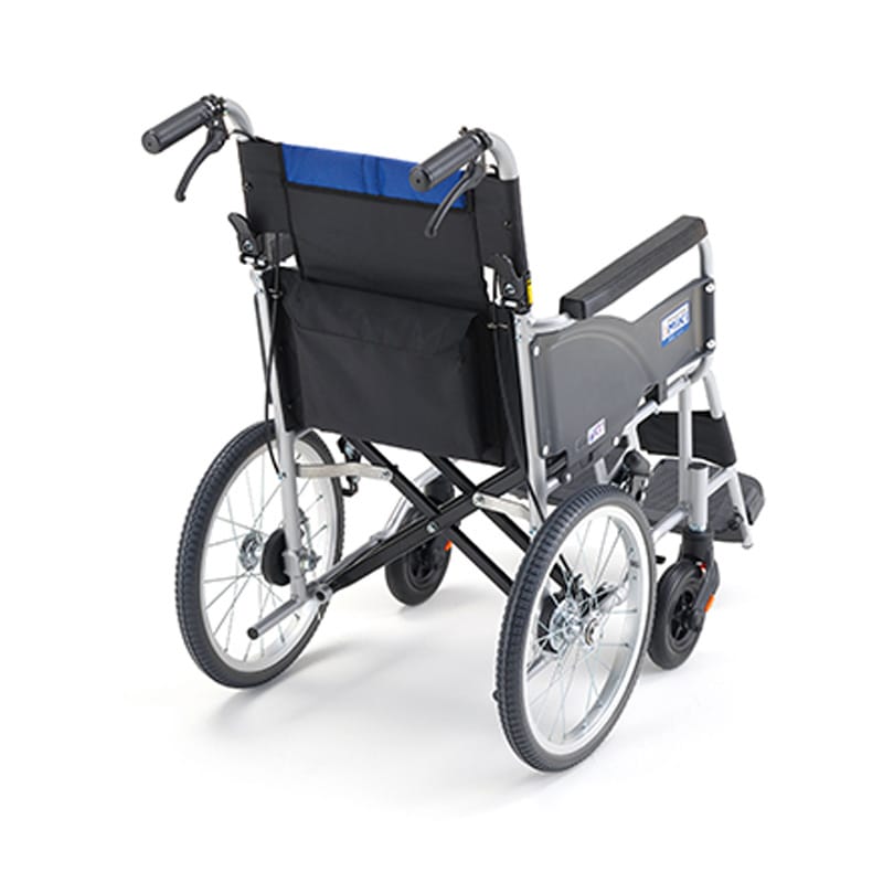 BAL-R2 介助型 車椅子 ブルー 背折れ式 介助ブレーキ付 ノーパンク