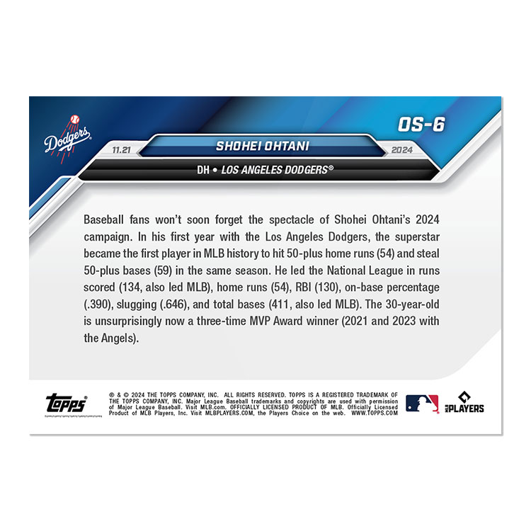 大谷翔平 #OS-6 2024年 ナショナル・リーグMVPを受賞した記念カード