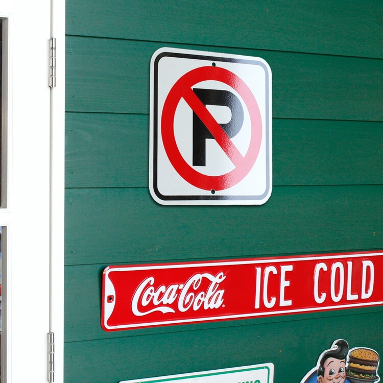 看板 ロードサイン NO PARKING（駐車禁止） 縦30.5×横30.5cm アルミ製