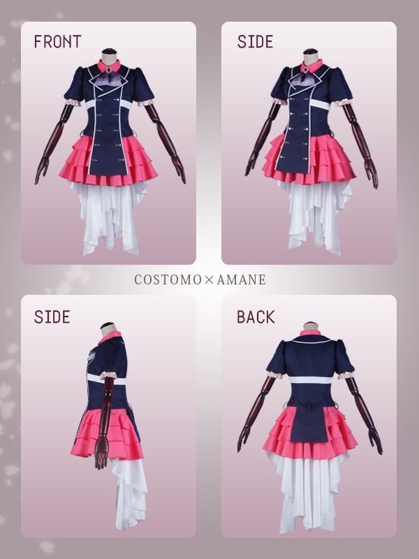 送料無料】とうらぶ風 ピンク×紺色ワンピース 桜色の装備品セット 極ver