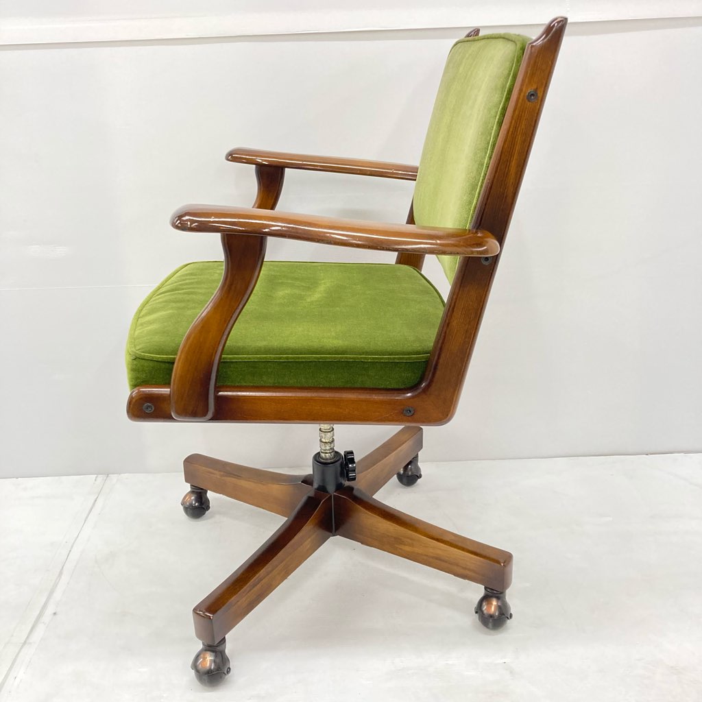 中古 karimoku カリモク コロニアル デスクチェア モケットグリーン