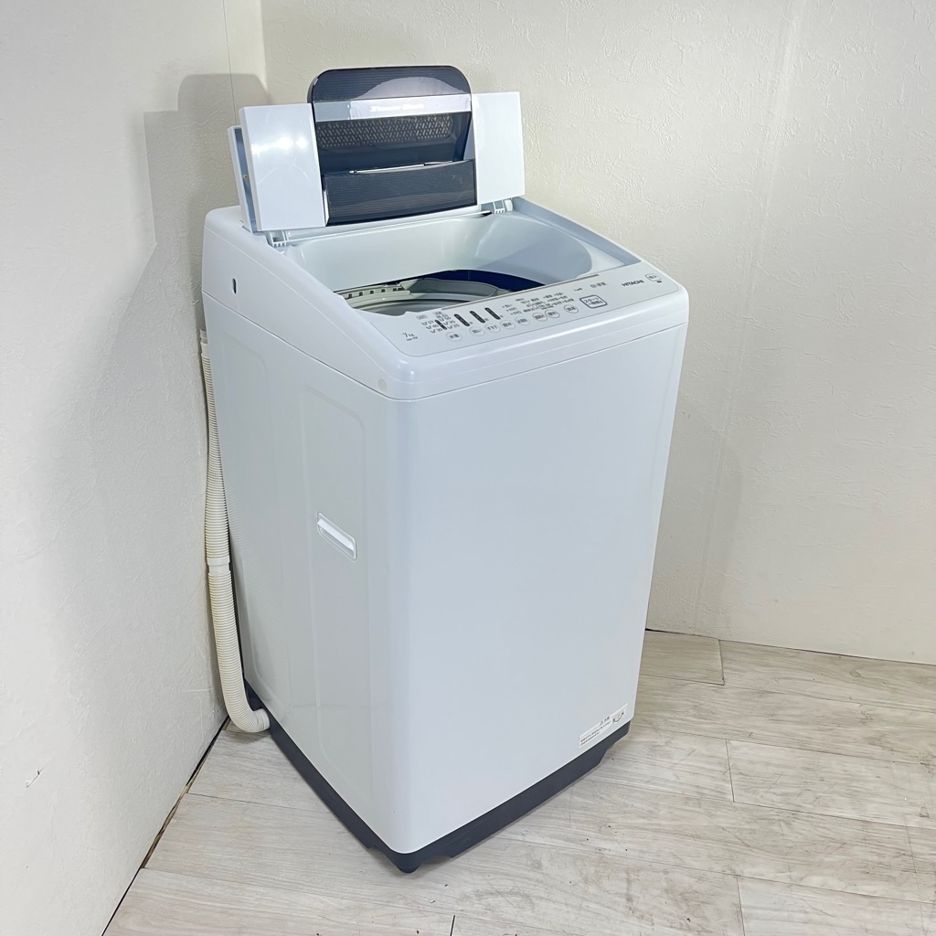中古 日立 7.0kg 全自動洗濯機 白い約束 NW-70F 2021年製 簡易乾燥機能
