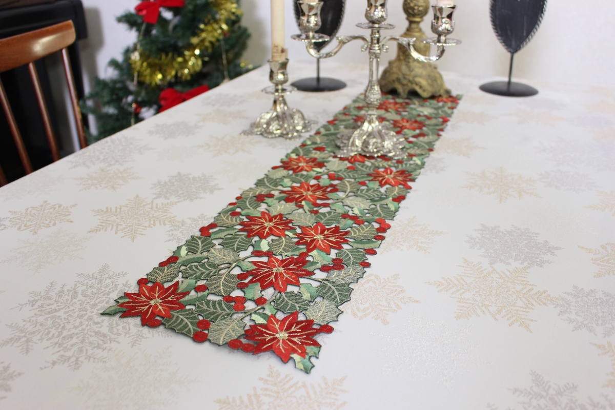 Noche Buena 刺繍 テーブルセンター 約20×80cm｜インテリアレース