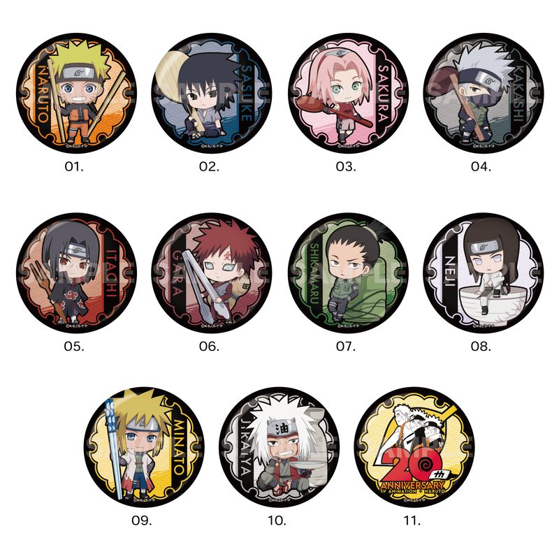 NARUTO-ナルト-疾風伝』メタリック缶バッジ 第1弾 全11種 コンプリート