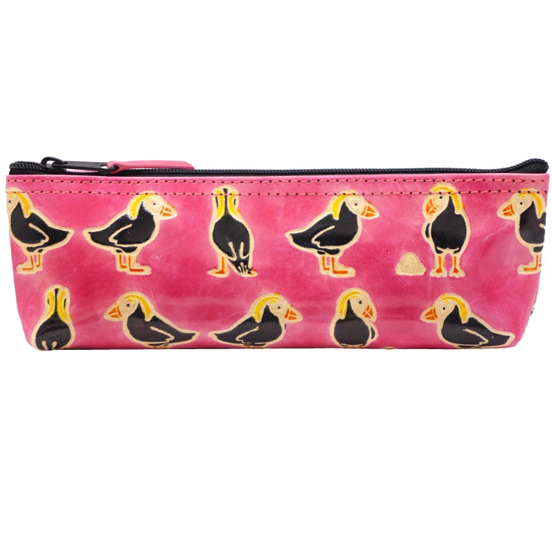 山羊革 ペンケース エトピリカ柄（ピンク） | 第3世界ショップ 卸販売