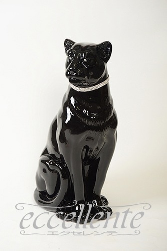 イタリア製 陶製置物 黒ヒョウ with swaro collar｜VO-71314CNL