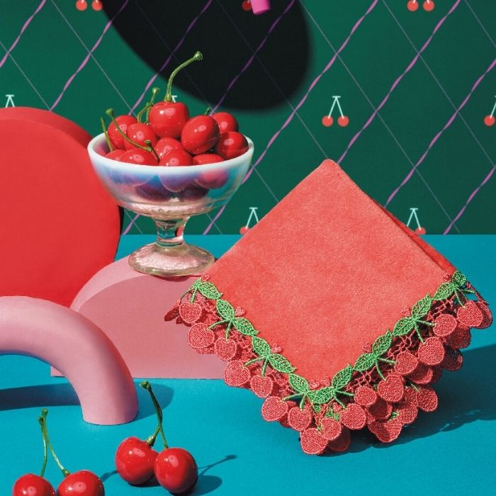 完売】近沢レース店 さくらんぼ ピーチ 7月 シーズンタオルハンカチ