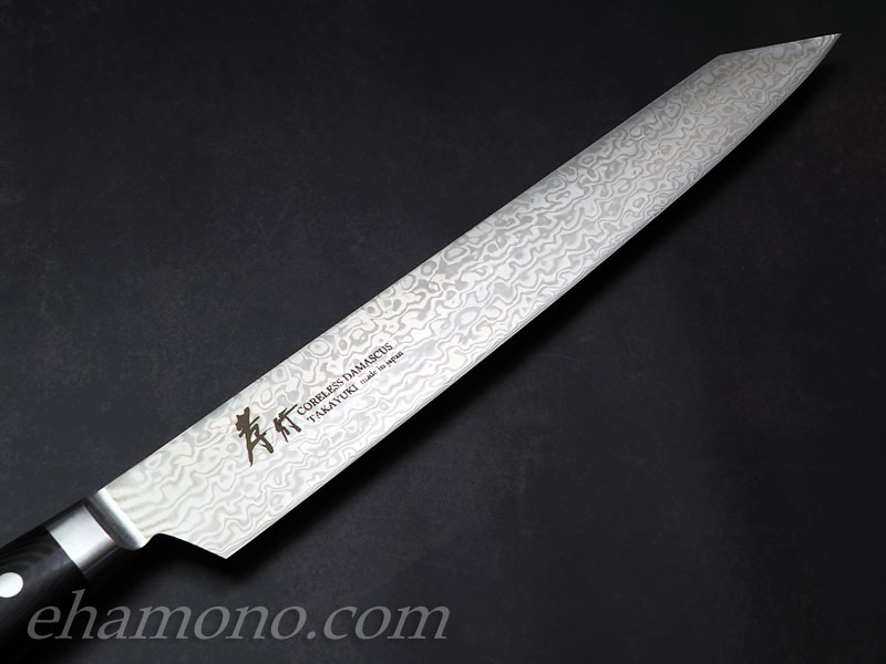 堺孝行 コアレスダマスカス 剣型（切付）柳刃260 ブラックマイカルタ