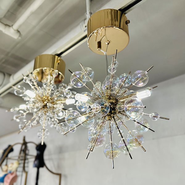 インテリア照明 バブルシャンデリア ガラスボール LED4灯 ゴールド