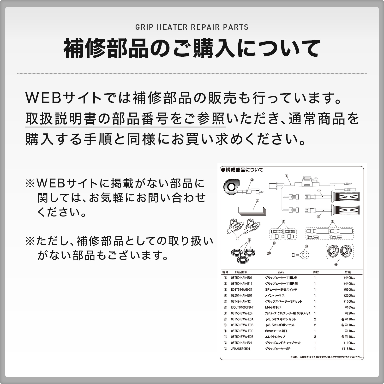 Ninja250 EX250P JBK Ninja400 EX400G EBL グリップヒーターSP