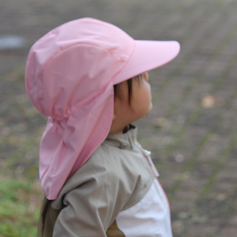フラップつきUVカット体操帽子 ピンク 【日本学校保健会推薦用品