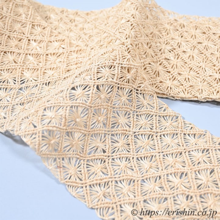 誉田屋源兵衛 半幅帯（芭蕉通風段文/生成色） ☆再入荷しました。誉田