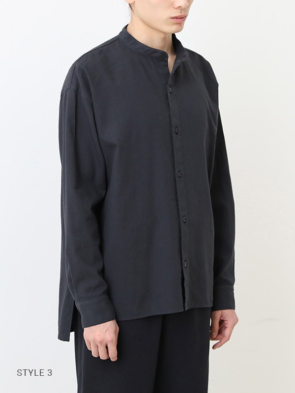 evam eva｜cotton wool band collar shirt [men's]｜men's