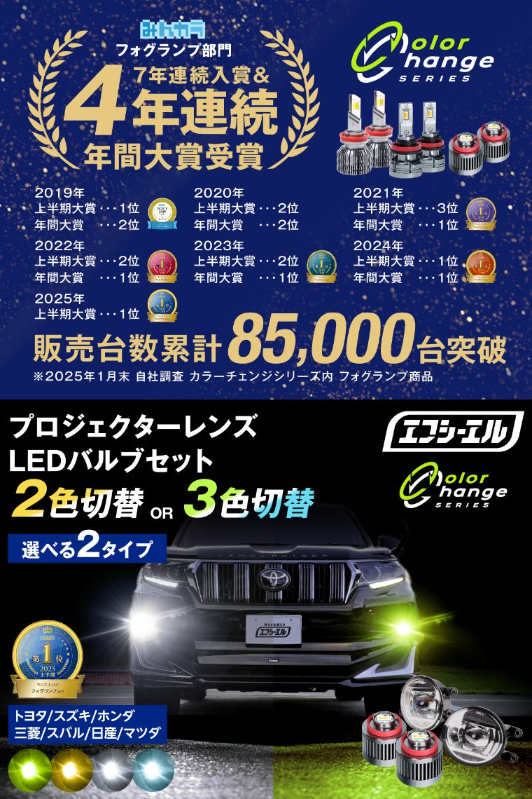 2色切り替え 3色切り替え トヨタ 純正led H16 フォグランプユニット