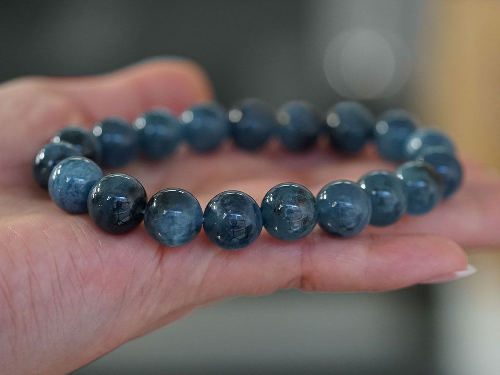 ブラックスター アクアマリン ブレスレット 11mm玉 No.63 最高級