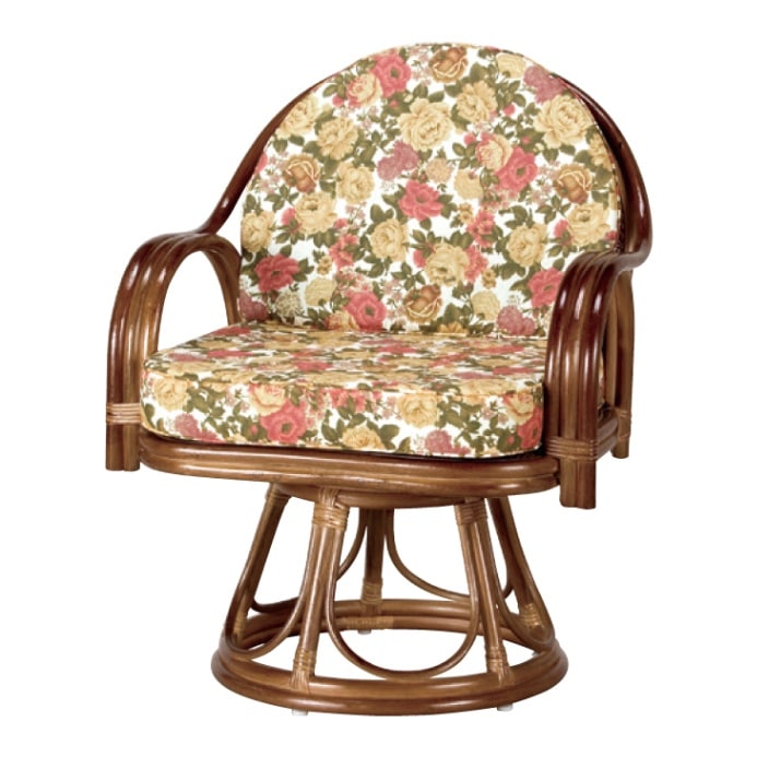 東京ラタン 高さが選べるゆったり天然籐回転チェア ハイタイプ