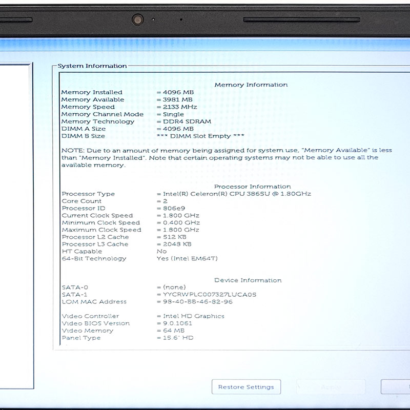 ジャンク品 DELL Vostro 15 5100 ジャンクPC ジャンクパソコン 保証
