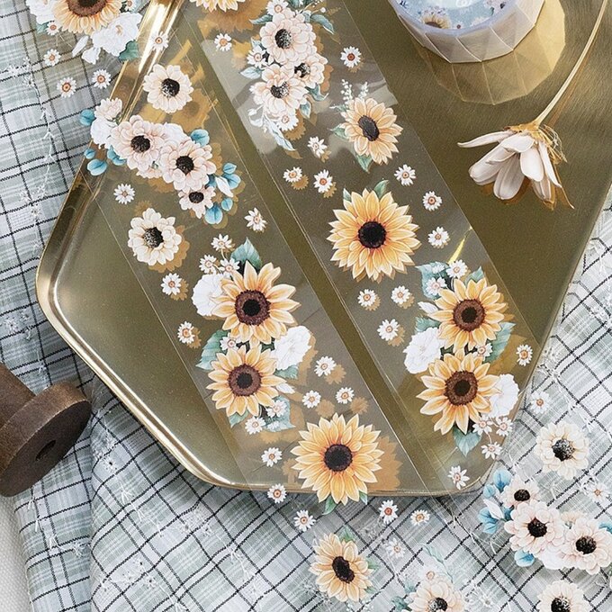 樂意Loidesign]日野 sunflower ひまわり花柄 クリアPETテープ(剥離紙