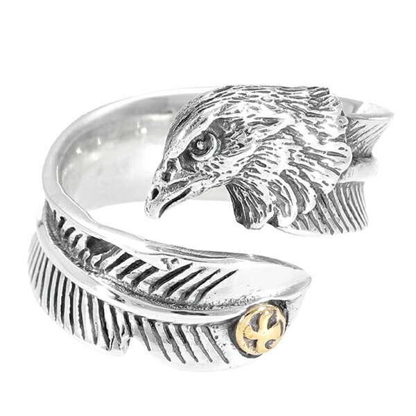 イーグル フェザー シルバーリング フリーサイズ 16号 羽根 シルバー