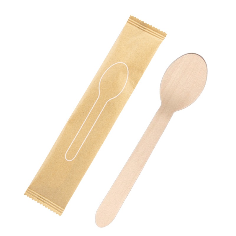 木製スプーン160 未晒紙完封 (印刷白)[入数:2,000] | カトラリー