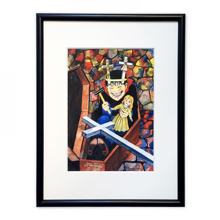 伊藤潤二 直筆サイン入り複製原画「双一」（カラー）｜墓場の画廊