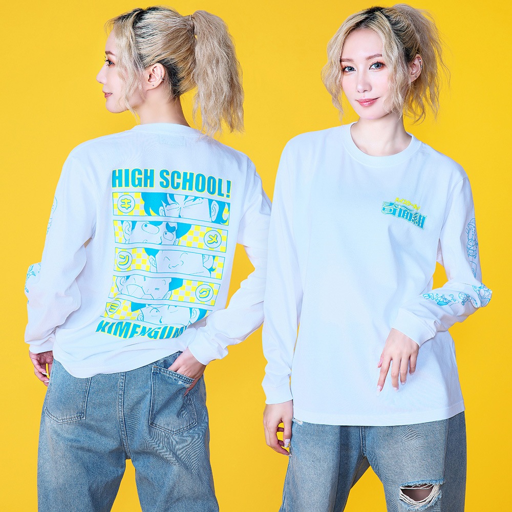 ハイスクール！奇面組/キメングミ ロングスリーブTシャツ/ホワイト