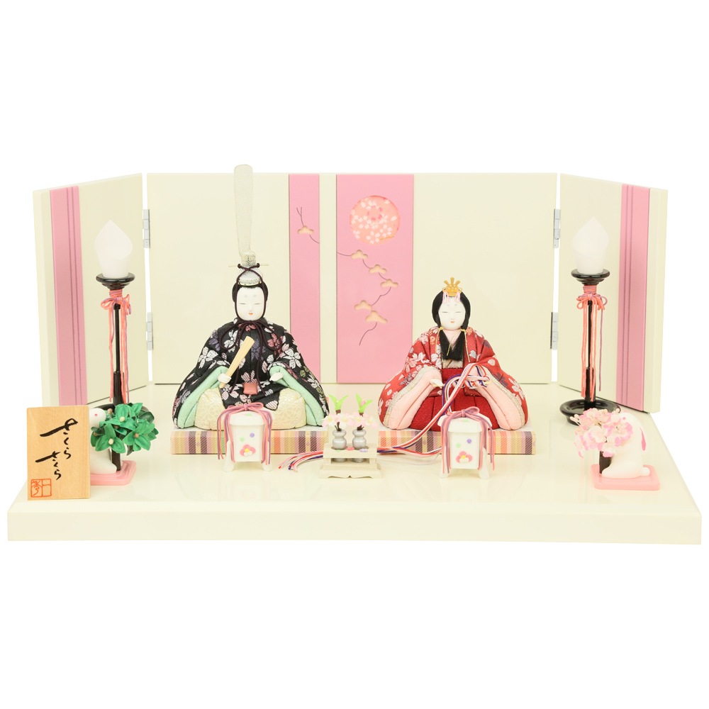 雛人形 一秀 木目込み 親王飾り さくらさくらシリーズ 横幅45cm