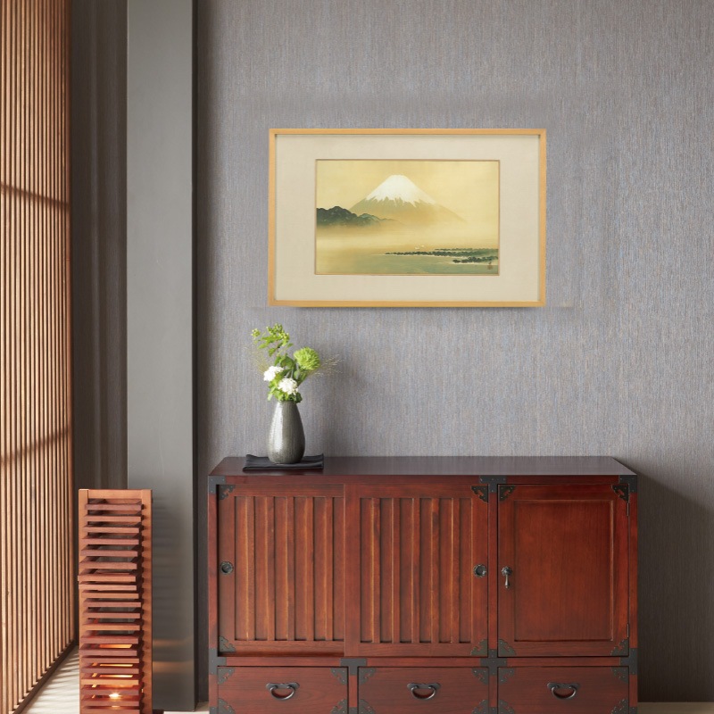 川合玉堂『三保富嶽之図』 額装 : アートの友社 川合玉堂『三保富嶽之