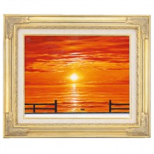 肉筆油彩画 「海を望む」里中 游 F6号 美術品 油絵 インテリア 額縁