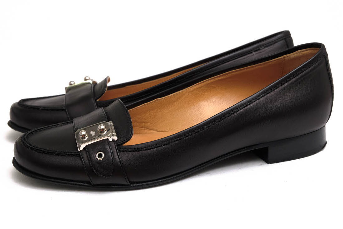 HERMES / エルメス 錠前デザイン 牛革 カーフ コインローファー