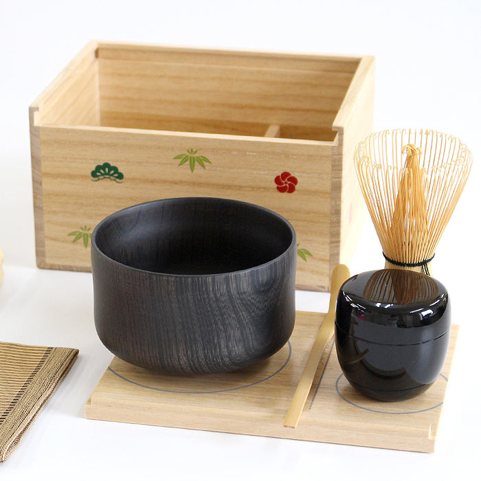 茶道具 セット 遊茶箱 【 白木地（ナチュラル）/松竹梅 】 （メーカー