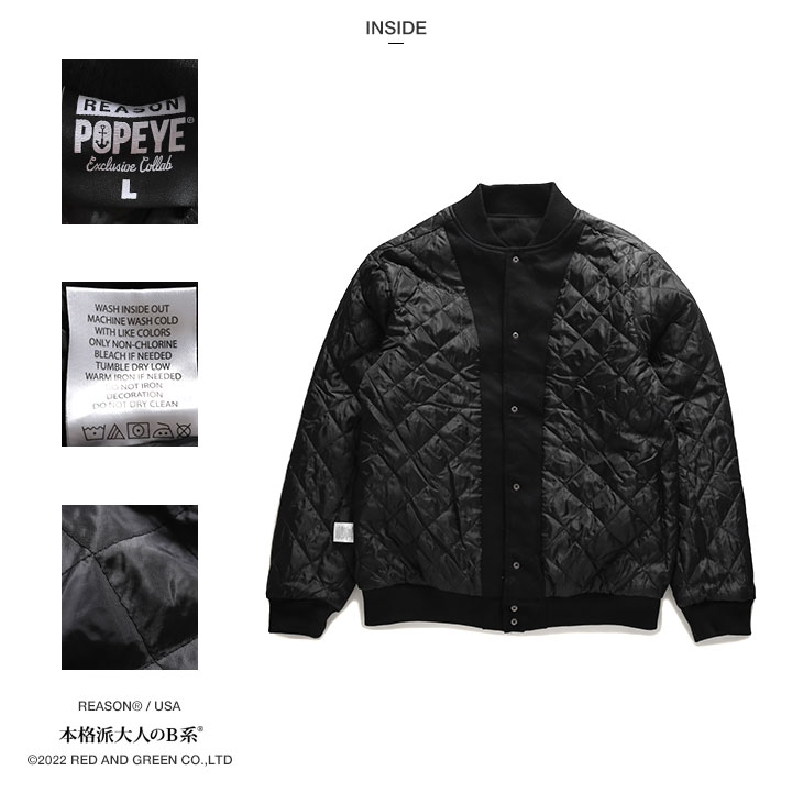 REASON × ポパイ アウター 長袖 スタジャン ブルゾン メンズ 春秋冬用