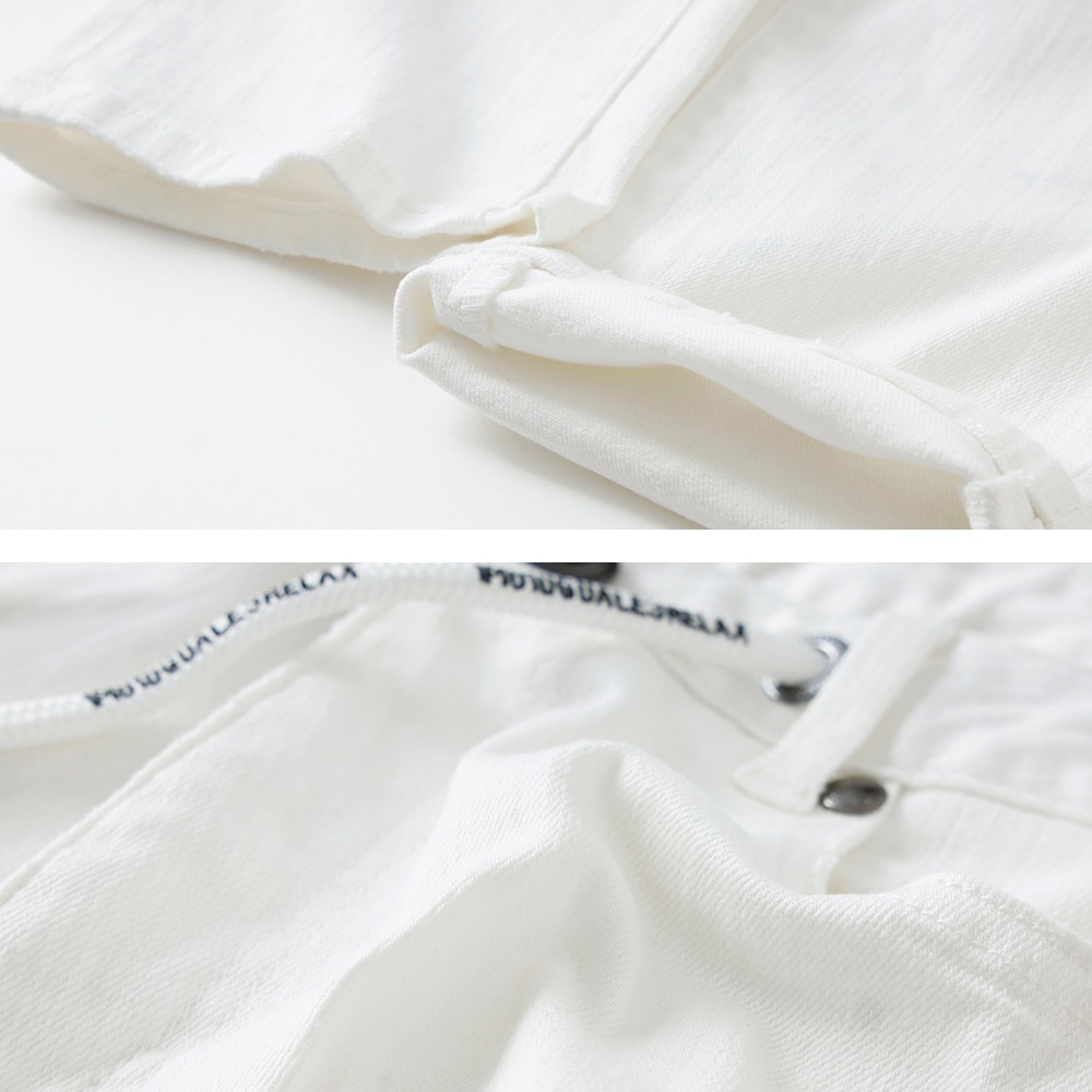 1PIU1UGUALE3 RELAX】ANKLE LENGTH DAMAGE DENIM PANTSアンクル丈