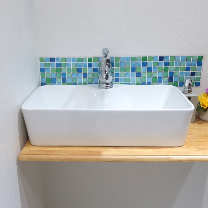 洗面ボウル 陶器 四角 おしゃれ DIY リフォーム 置き型(オンカウンター