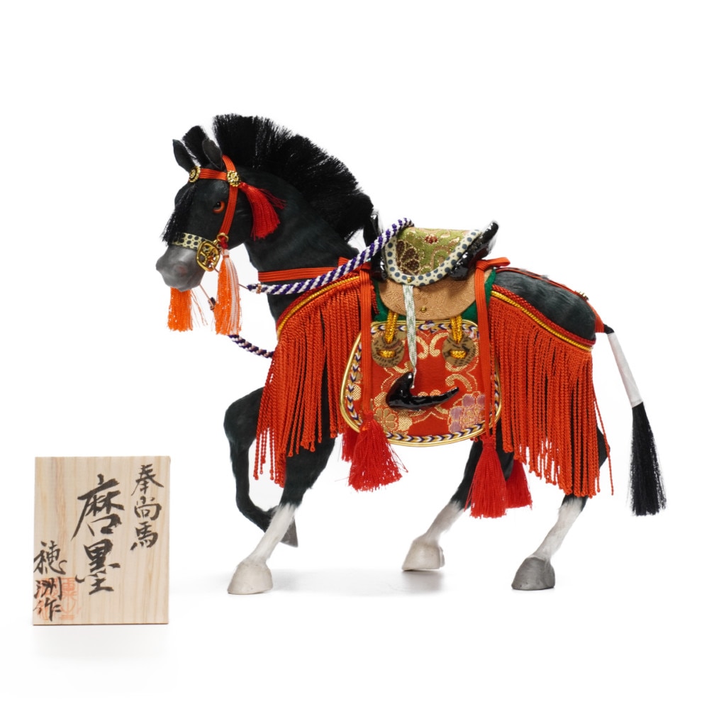 武者人形】6号 奉尚馬 磨墨 黒〈穂州作〉[225-087] ｜雛人形・五月人形