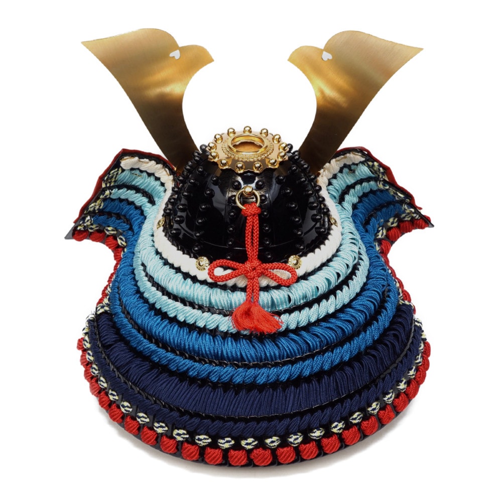 五月人形】三分之一 源義経 紺裾濃威 兜収納飾り〈加藤鞆美作〉[215