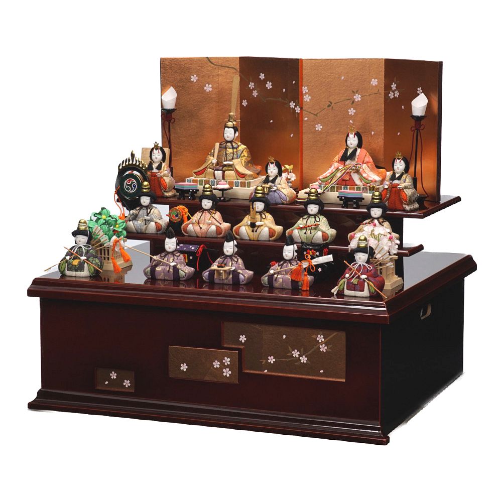 木目込み雛人形】平安雛 十五人揃い収納飾り | 木村一秀作 ｜雛人形