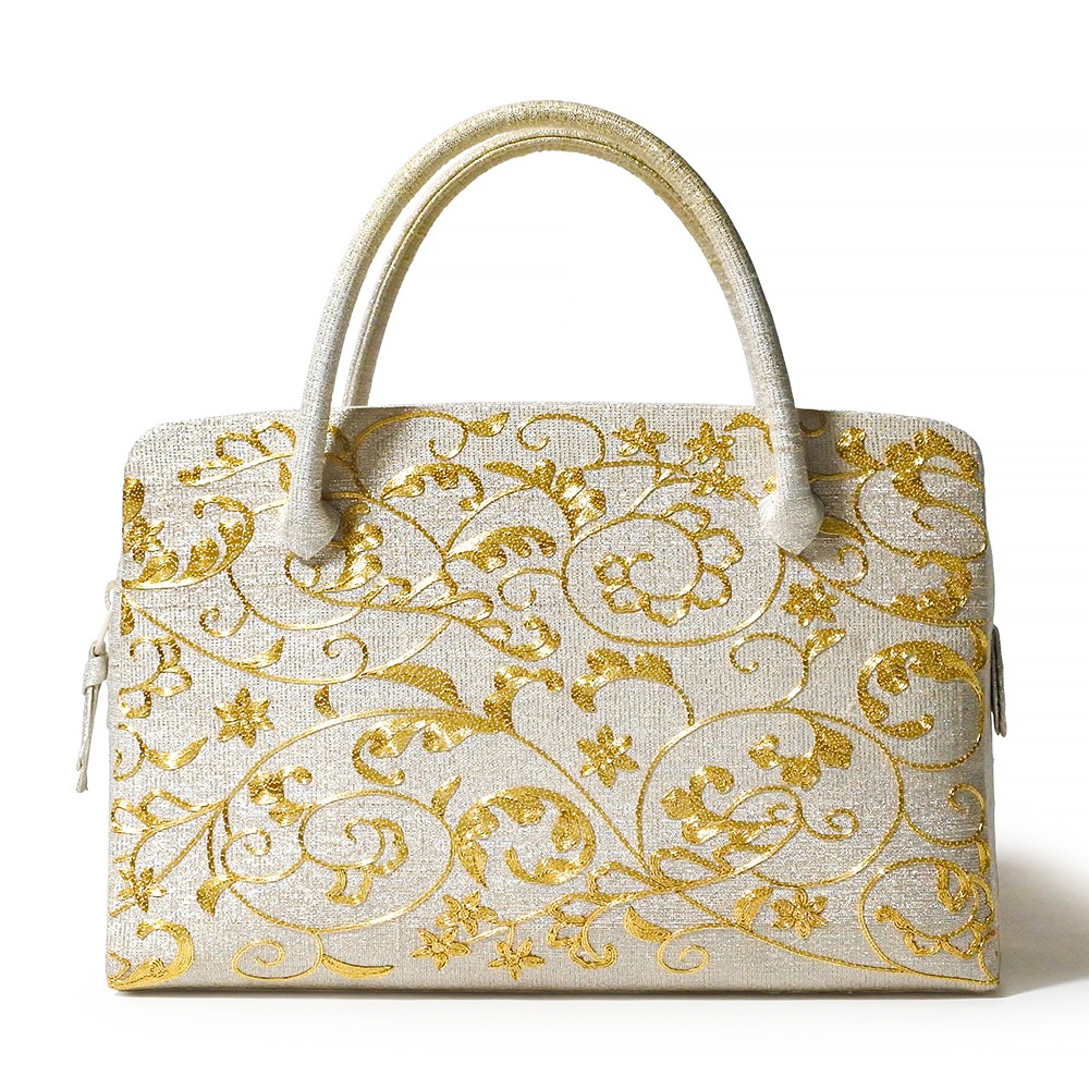 葵バッグ「金駒刺繍 ヨーロッパ唐草」｜和装バッグ 着物用バッグ