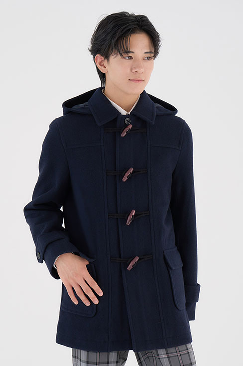 ショート丈ダッフルコート（男女兼用）のネイビーは制服通販のカンコー