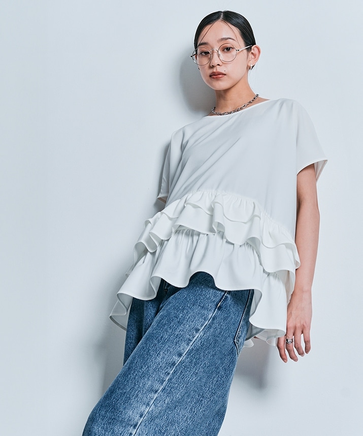 ハーフスリーブティアードフリルトップス 全5色 【SALE】 | トップス