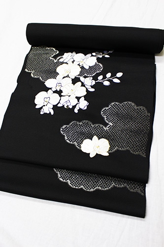 最高級九寸名古屋帯「刺繍 胡蝶蘭」 | 販売着物商品,名古屋帯,九寸
