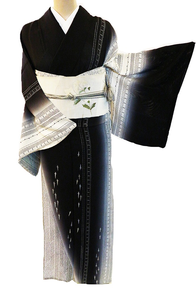 正絹夏訪問着レンタルフルセット「縦ぼかしにメダカ」 | すべての商品