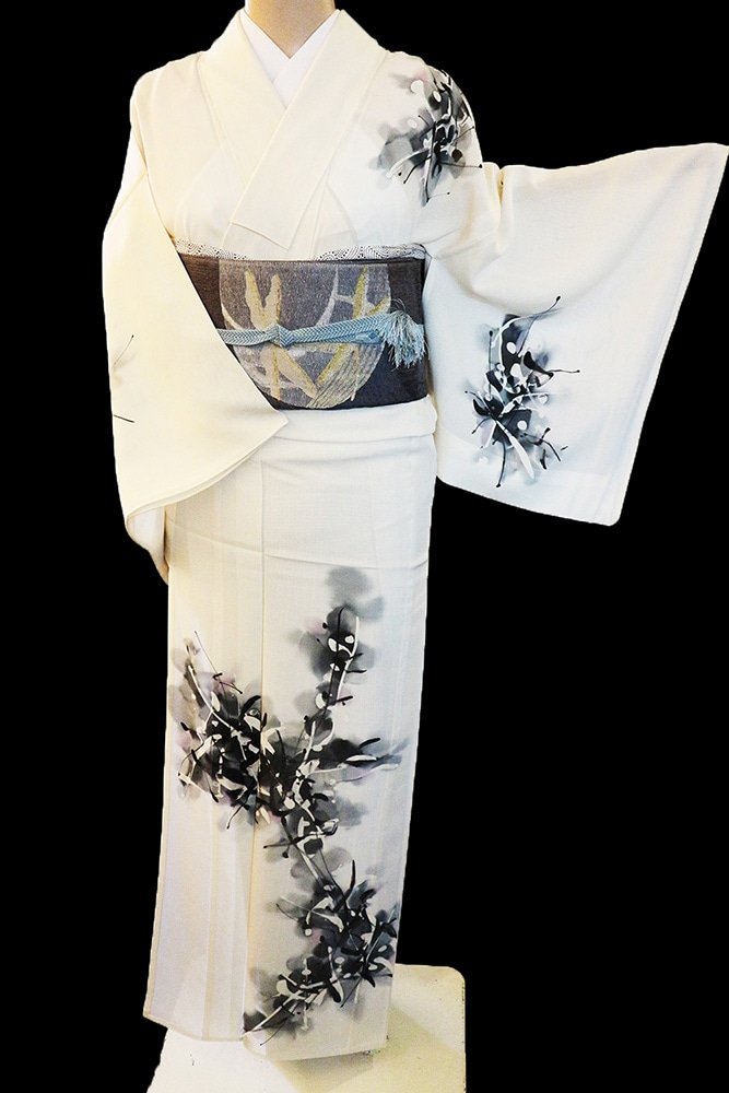 正絹夏訪問着レンタルフルセット「墨書き 幾何学」 | レンタル着物,単