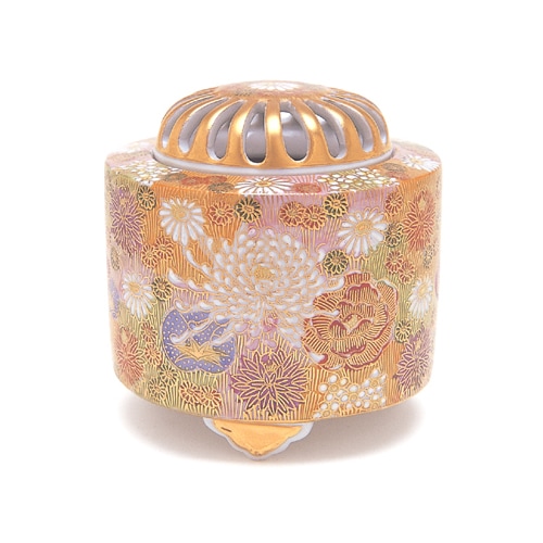 日本香堂の香器『香炉3．5号【金花詰(きんはなつめ)】九谷焼