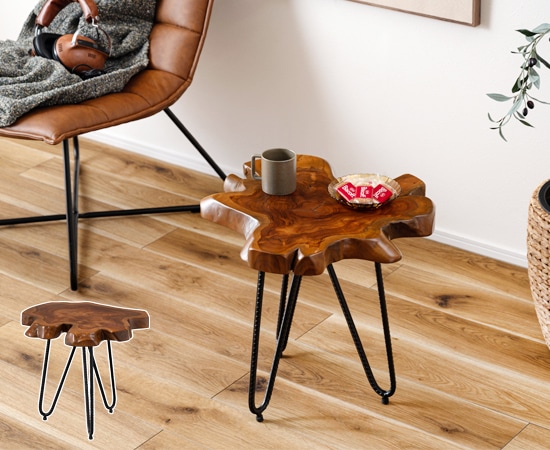 ソリッドウッドサイドテーブル｜TTF-185｜天然木｜素材を活かした机