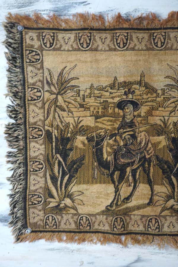 フランスのジャガード織のタペストリー アラビアの情景47×47cm gf-968