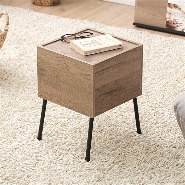 アイアンウッドサイドテーブル IWST-300R ブラック/アッシュブラウン