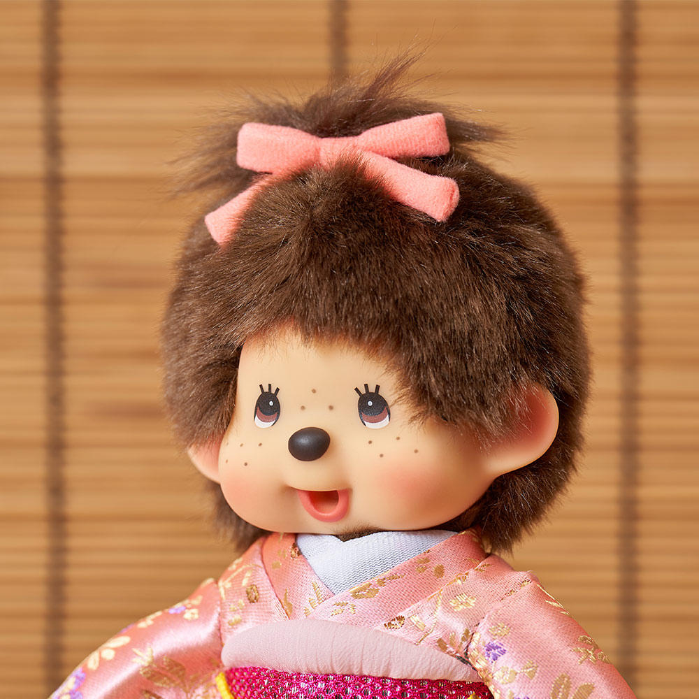 久月オリジナル お着物モンチッチ 女の子 ピンク IPM-17-Z