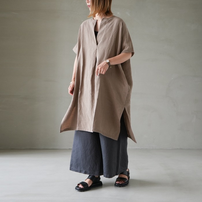 ☆(e223t014) / evam eva(エヴァムエヴァ) / linen poncho(リネン
